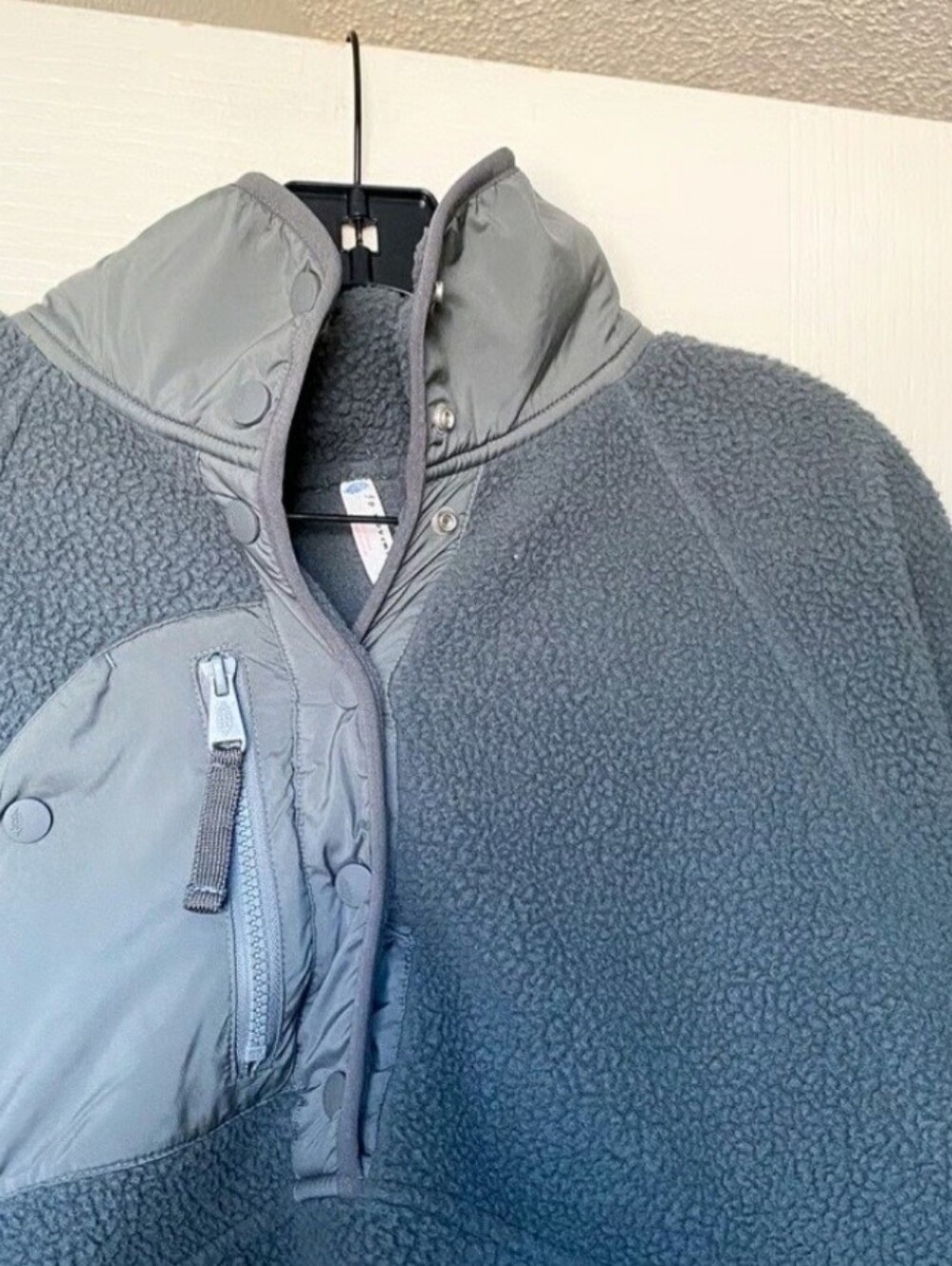 Free People FP Movement Hit The Slopes Fleece Pullover, Slate Blue/Sage - Picture 11 of 12